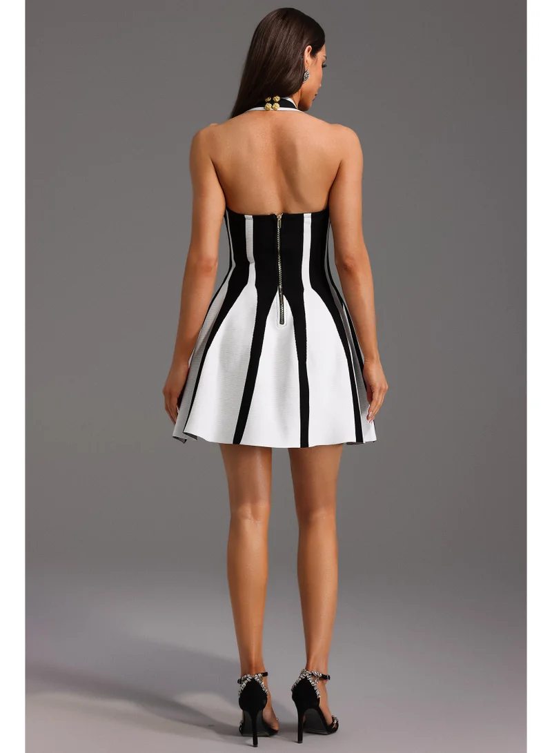 Bella Barnett  Eudora Halter Sleeveless Streak Bandage Mini Dress for Women | Best Price UAE